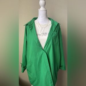 New - Hers & Mines - Classic Kelley Green Oversized Popplin Button Up